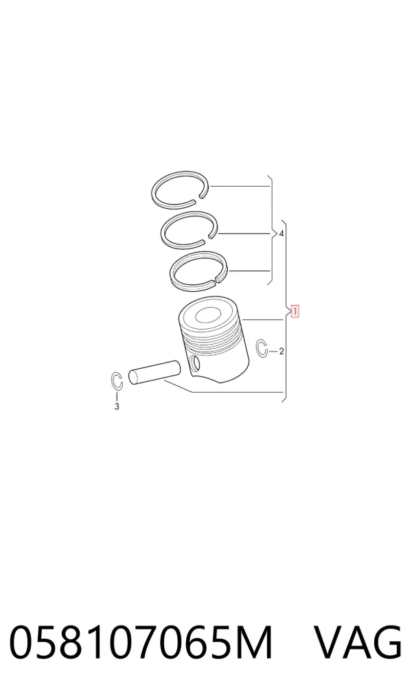 Pistão do kit para 1 cilindro, STD 058107065M VAG