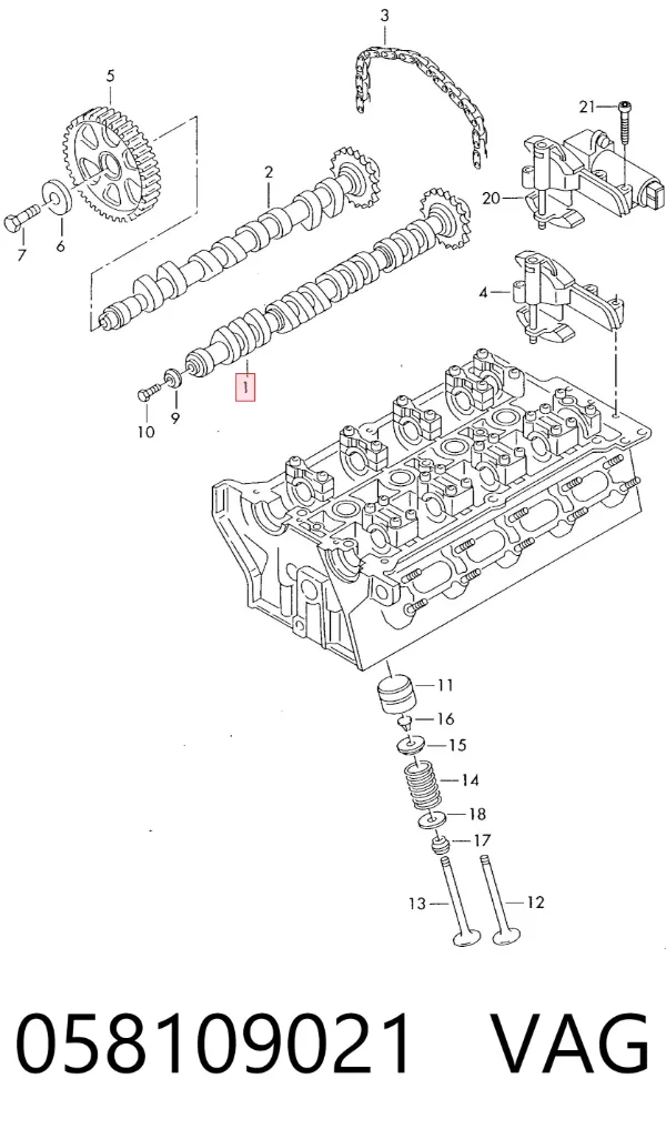 Árvore distribuidora de motor de admissão 058109021 VAG