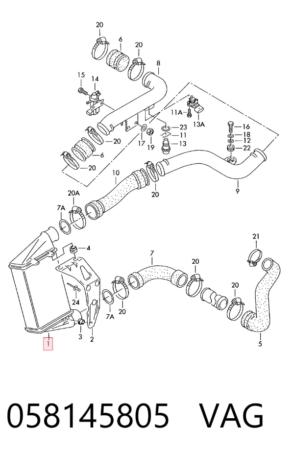 Radiador de intercooler 058145805 VAG