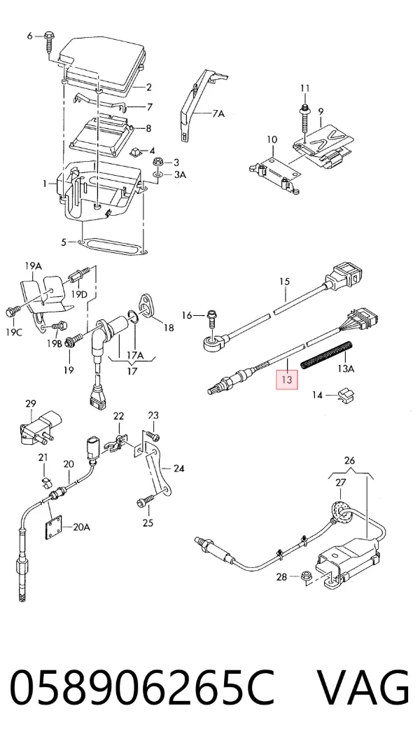 Sonda lambda, sensor de oxigênio depois de catalisador 058906265C VAG