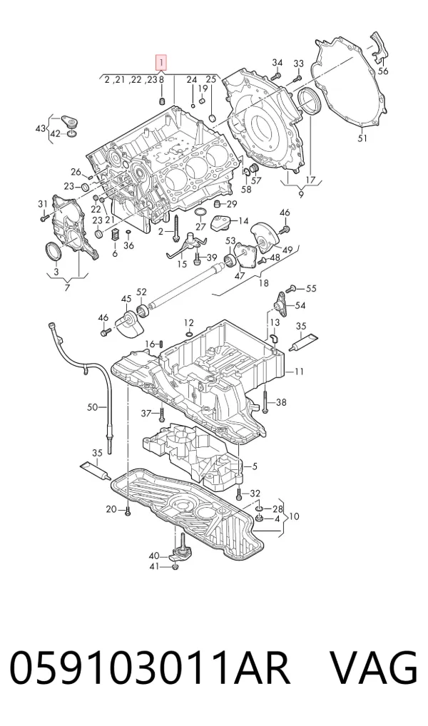 Bloco de cilindros de motor 059103011AR VAG