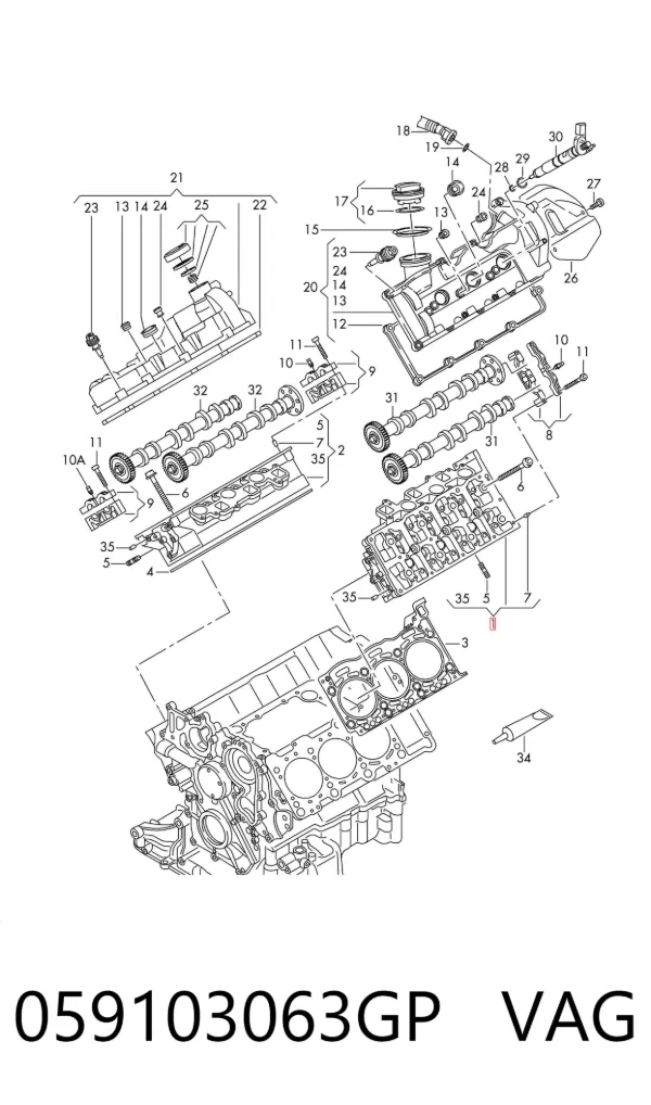 Cabeça de motor (CBC) 059103063GP VAG