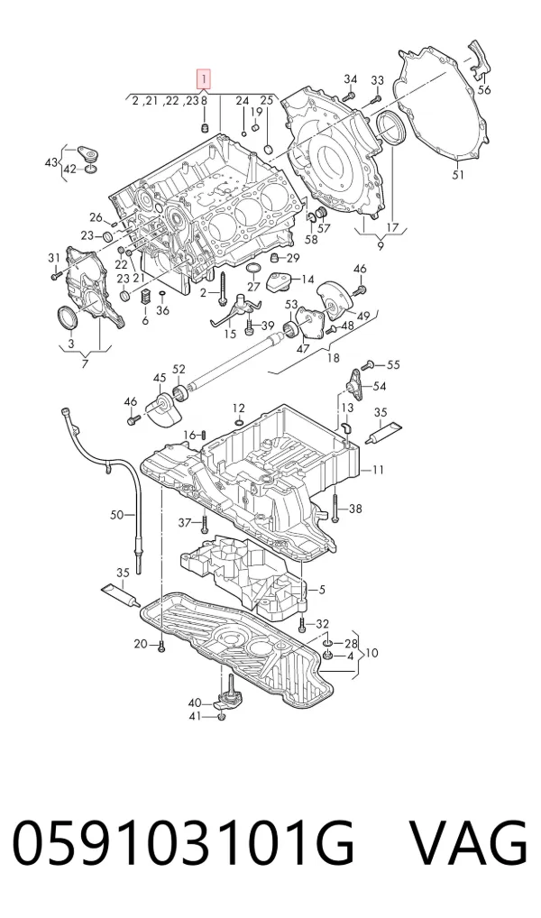 Bloco de cilindros de motor 059103101G VAG