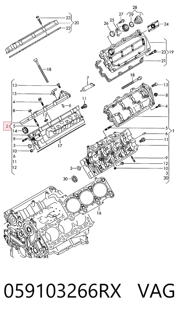 Cabeça de motor (CBC) 059103266RX VAG