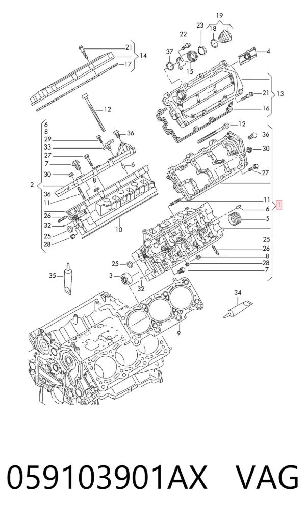 Cabeça de motor (CBC) 059103901AX VAG