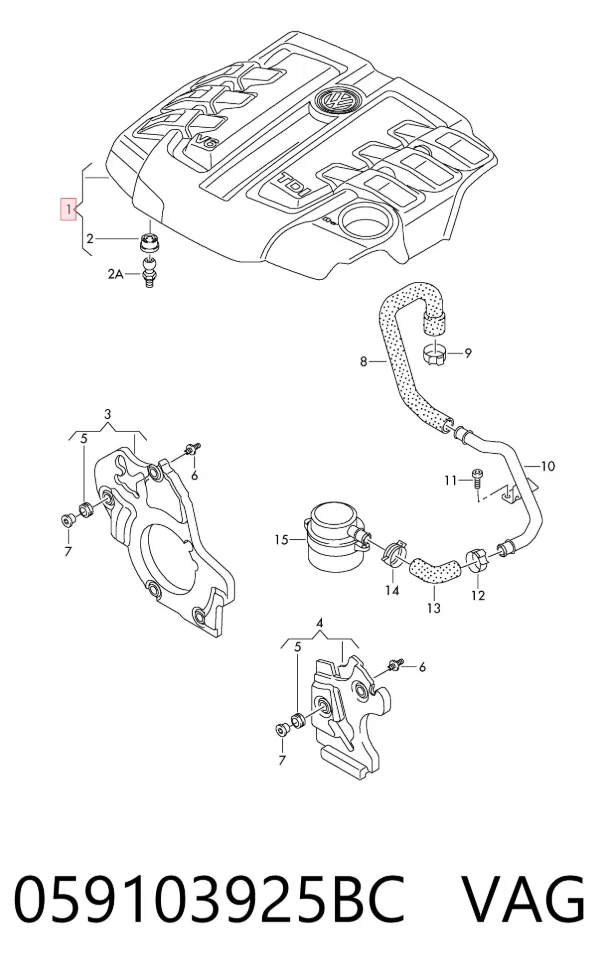 Tampa de motor decorativa 059103925BC VAG