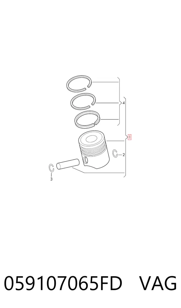 Pistão do kit para 1 cilindro, STD 059107065FD VAG