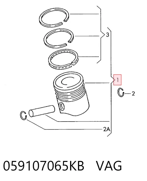 Pistão do kit para 1 cilindro, STD 059107065KB VAG