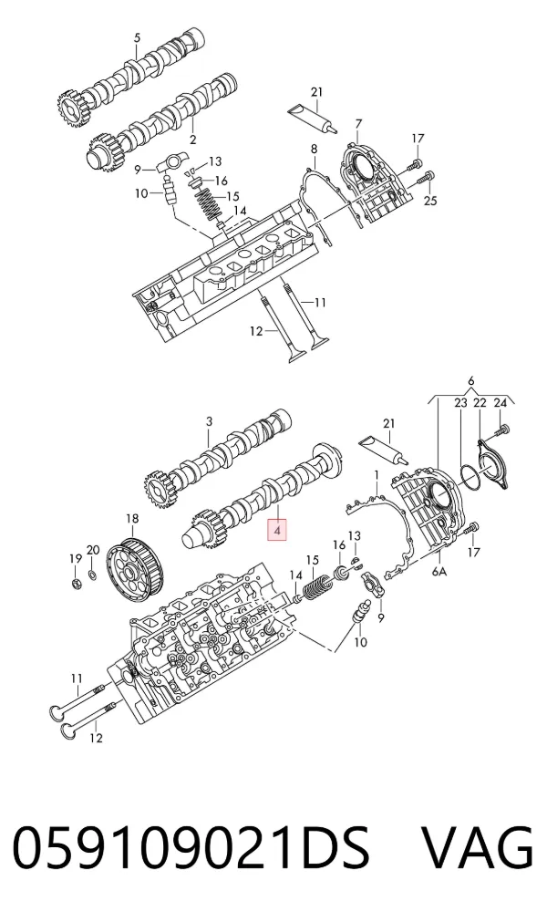 Árvore distribuidora esquerda de admissão de motor 059109021DS VAG