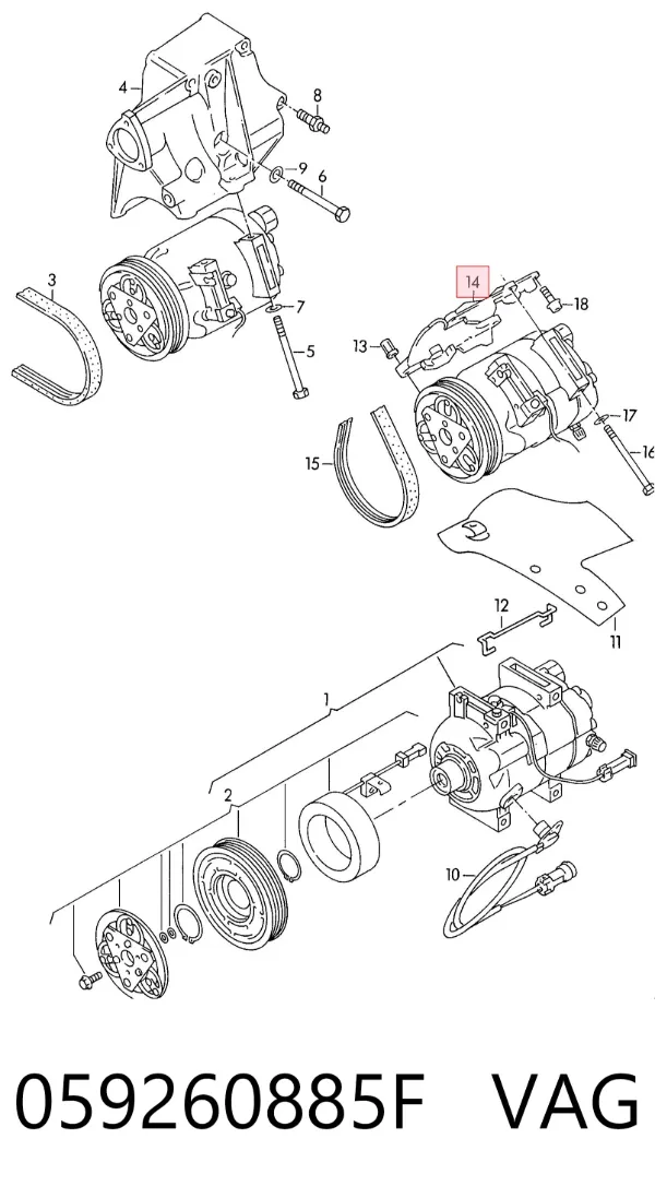 Consola do compressor de aparelho de ar condicionado 059260885F VAG