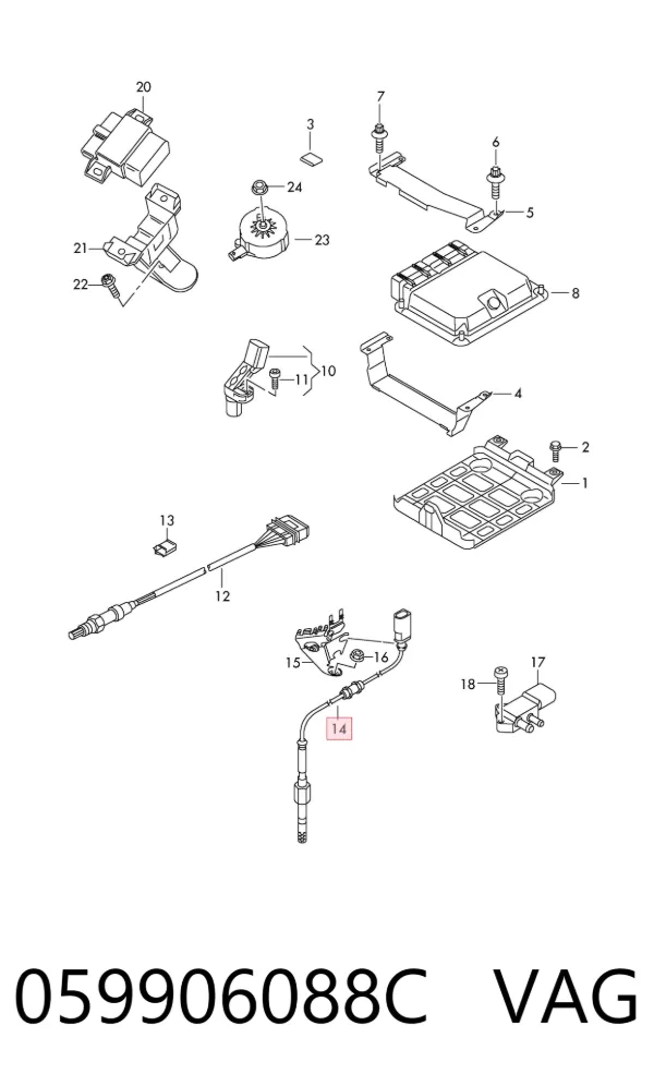 Sensor de temperatura dos gases de escape (GE), antes de filtro de partículas diesel 059906088C VAG