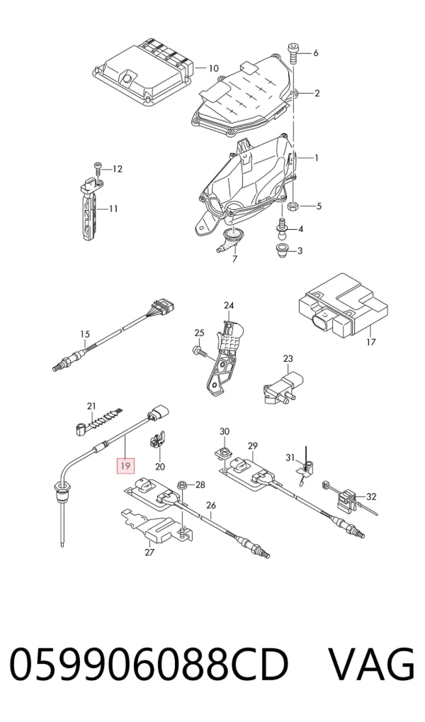 Sensor de temperatura dos gases de escape (GE), antes de turbina 059906088CD VAG
