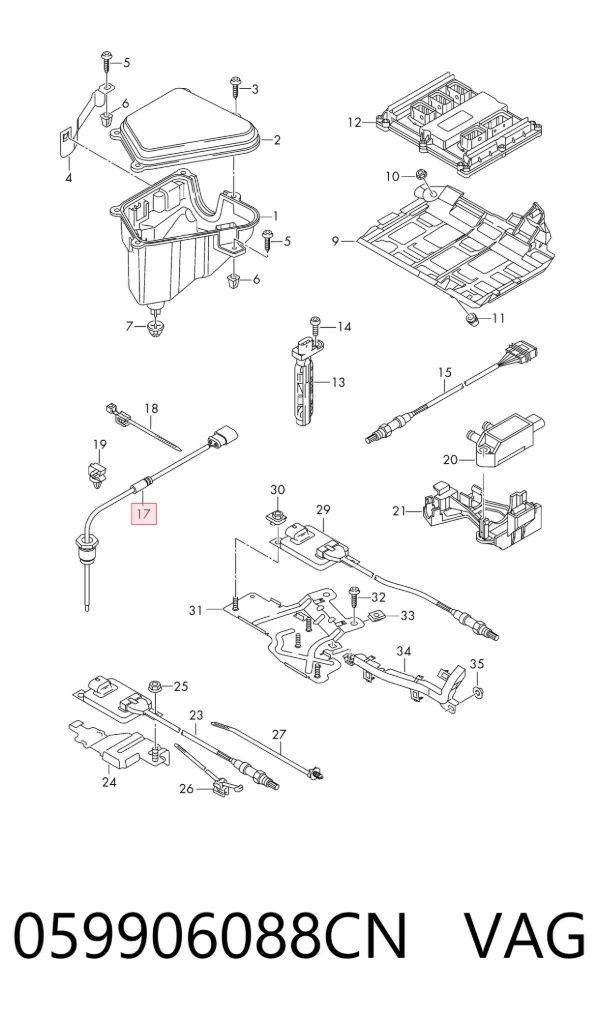 Sensor de temperatura dos gases de escape (GE), antes de turbina 059906088CN VAG