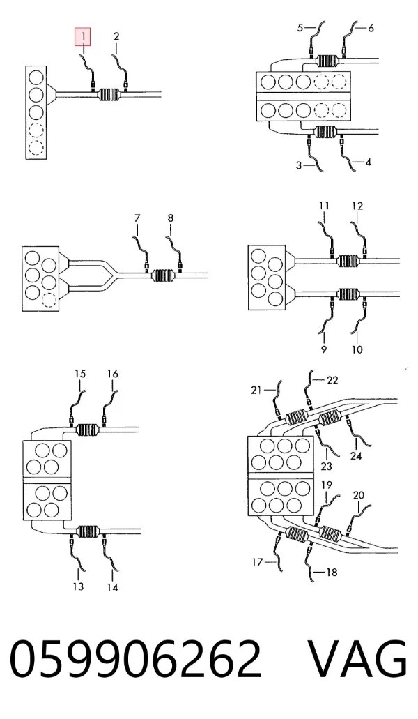 Sonda lambda, sensor de oxigênio até o catalisador 059906262 VAG