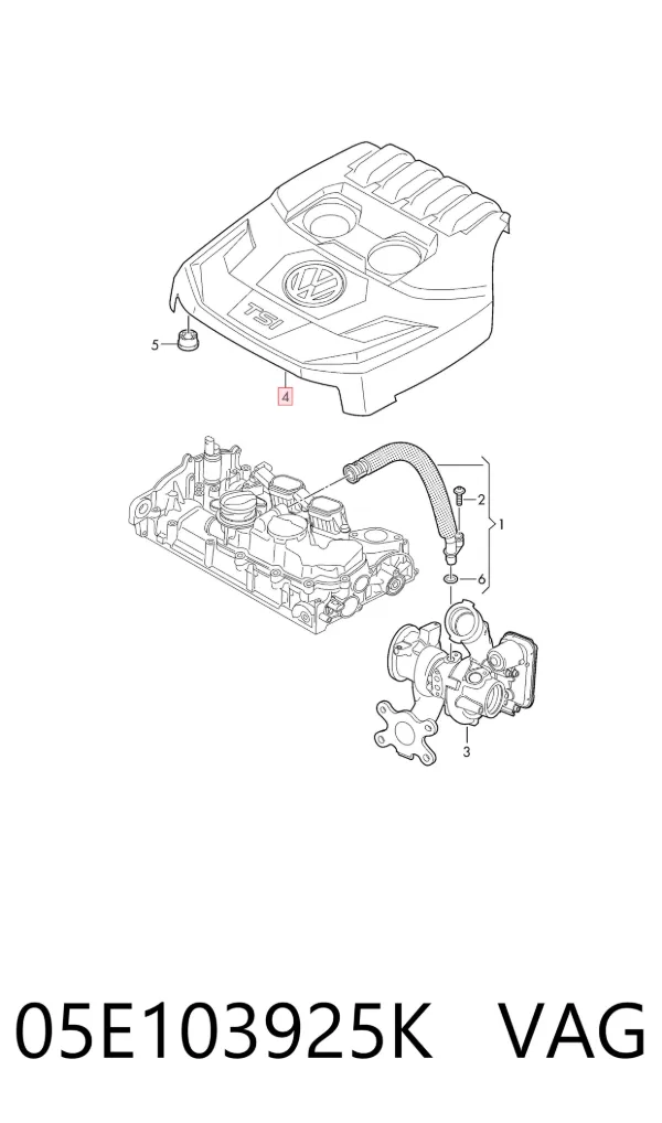 Tampa de motor decorativa 05E103925K VAG