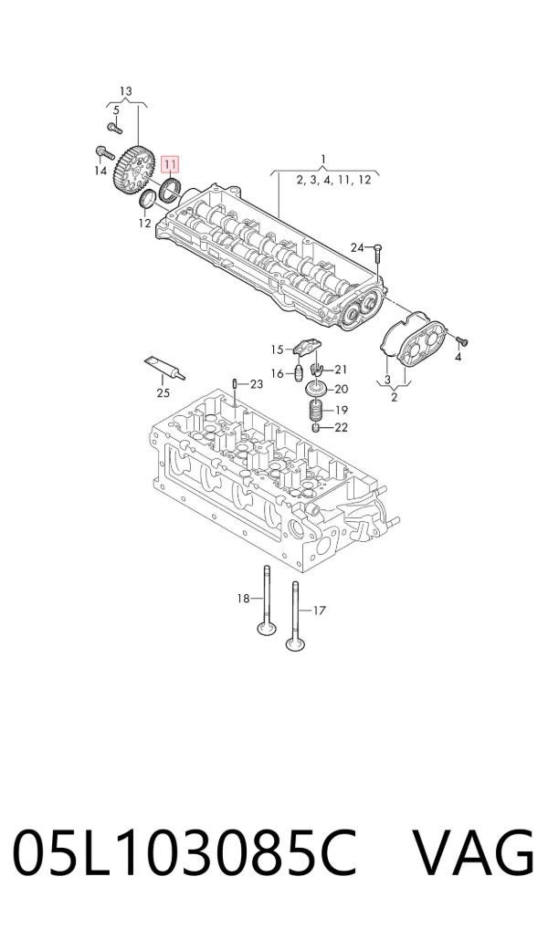 Vedação dianteira da árvore distribuidora de motor Audi A6 C8