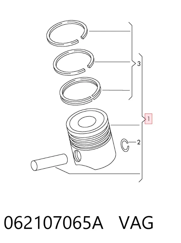 Pistão do kit para 1 cilindro, STD 062107065A VAG