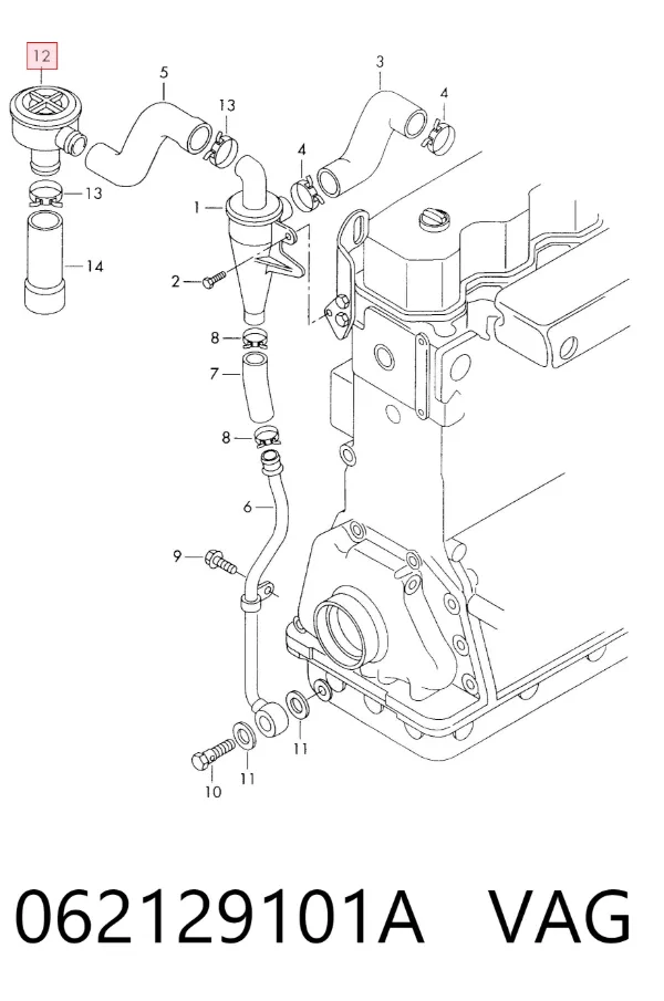 Válvula PCV de ventilação dos gases de cárter 062129101A VAG