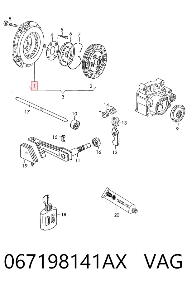 Kit de embraiagem (3 peças) 067198141AX VAG
