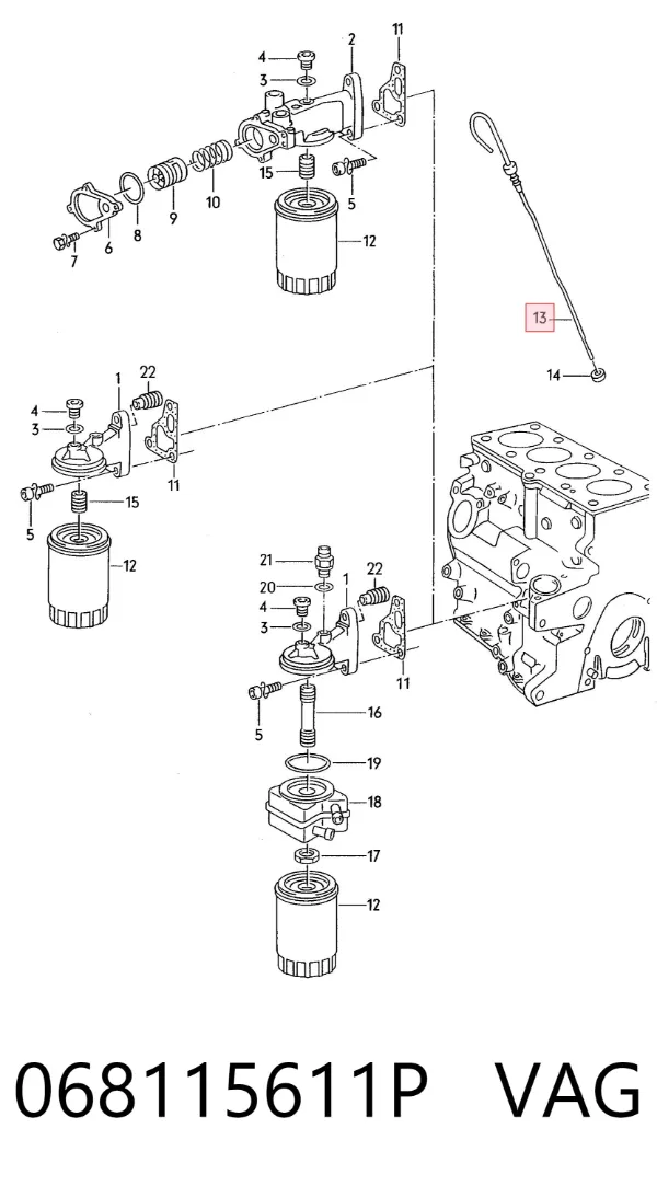 Sonda (indicador) do nível de óleo no motor 068115611P VAG
