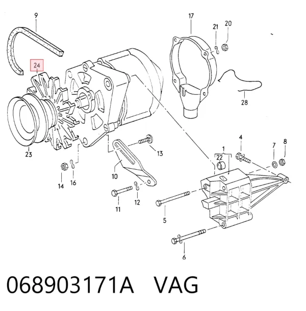 Roda de aletas do gerador 068903171A VAG