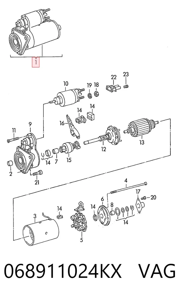 Motor de arranco 068911024KX VAG