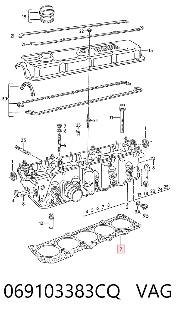Vedante de cabeça de motor (CBC) 069103383CQ VAG