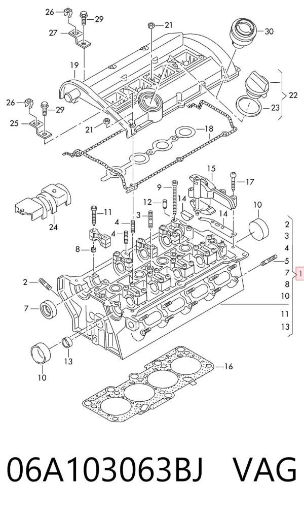 Cabeça de motor (CBC) 06A103063BJ VAG