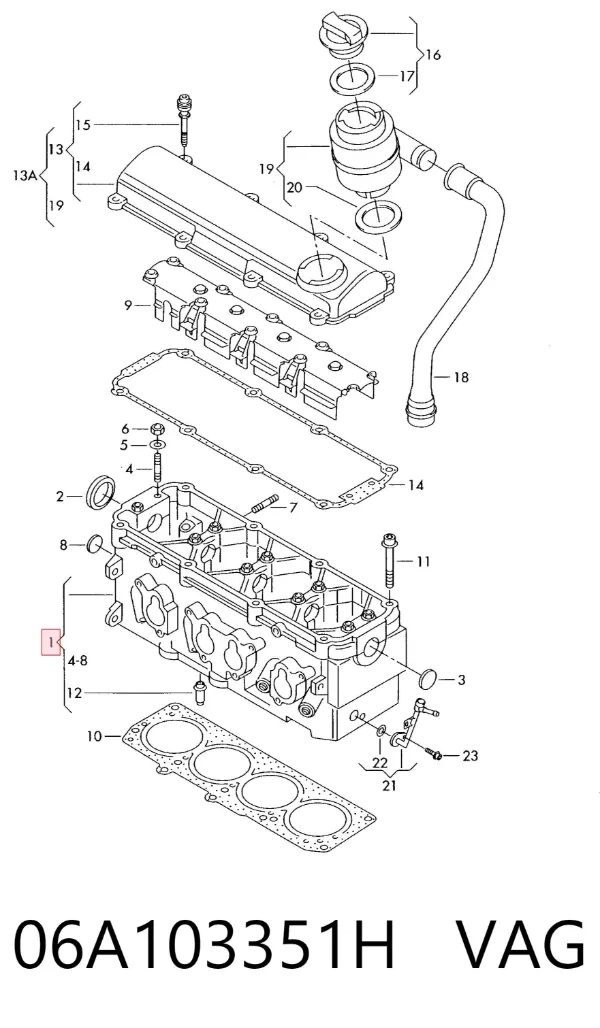 Cabeça de motor (CBC) 06A103351H VAG