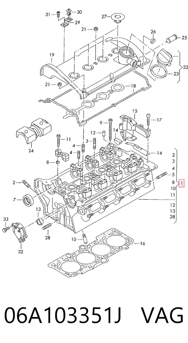 Cabeça de motor (CBC) 06A103351J VAG