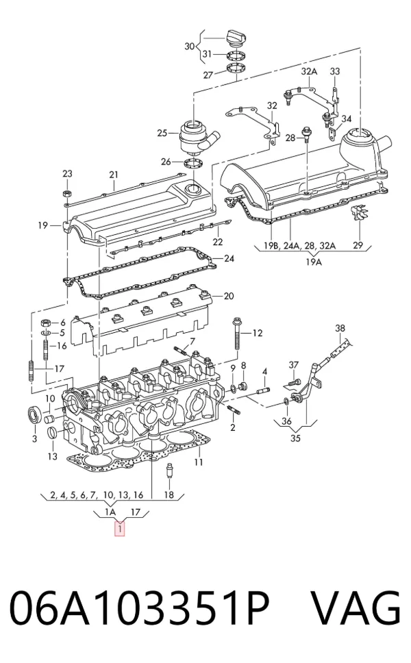 Cabeça de motor (CBC) 06A103351P VAG