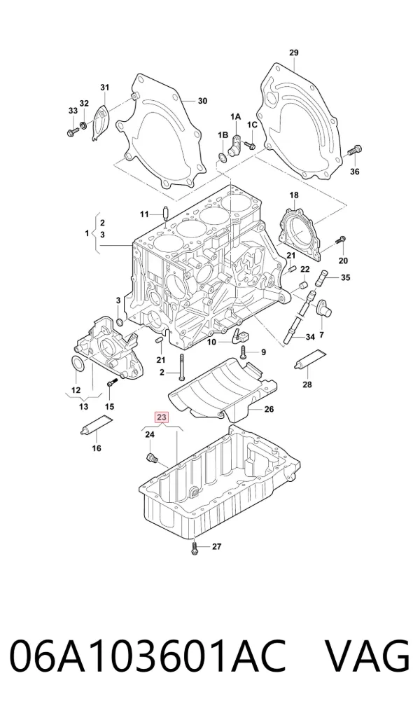 Panela de óleo de cárter do motor 06A103601AC VAG