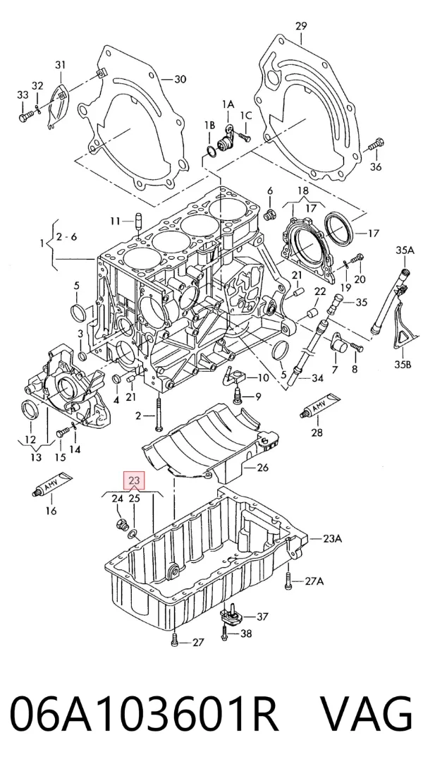 Panela de óleo de cárter do motor 06A103601R VAG