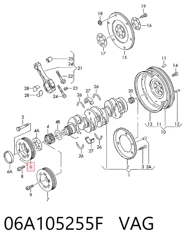Polia de cambota 06A105255F VAG