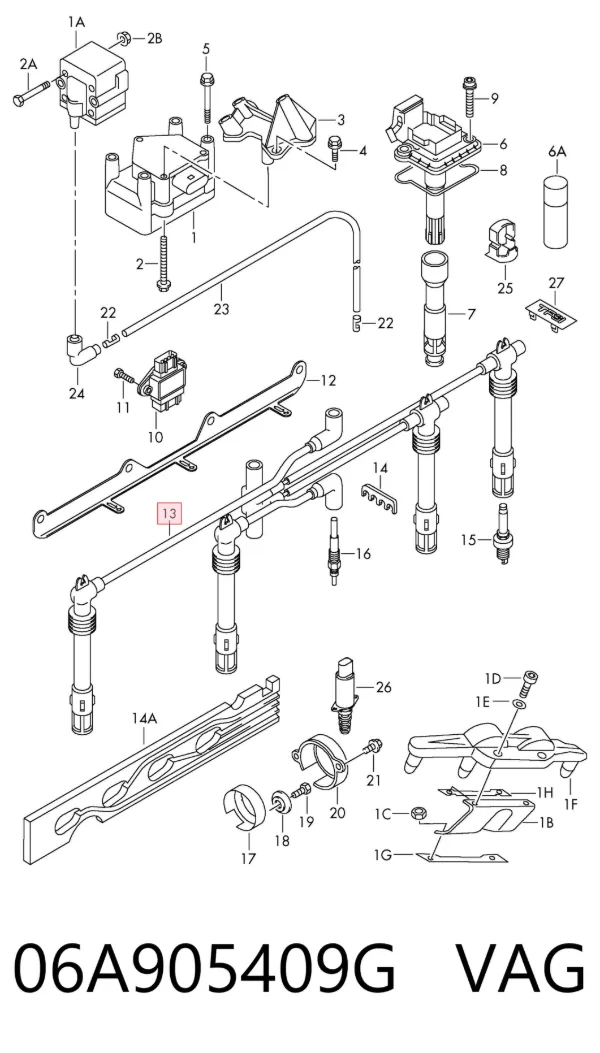 Fios de alta voltagem, kit 06A905409G VAG