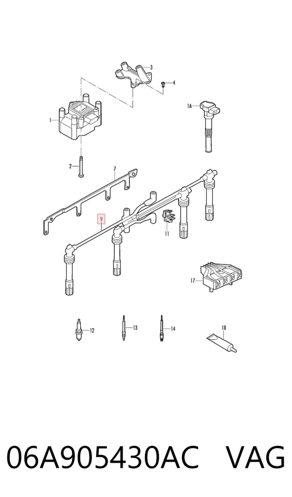 Fios de alta voltagem, kit 06A905430AC VAG
