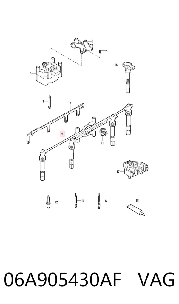 Fios de alta voltagem, kit 06A905430AF VAG