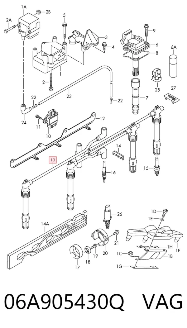 Fios de alta voltagem, kit 06A905430Q VAG