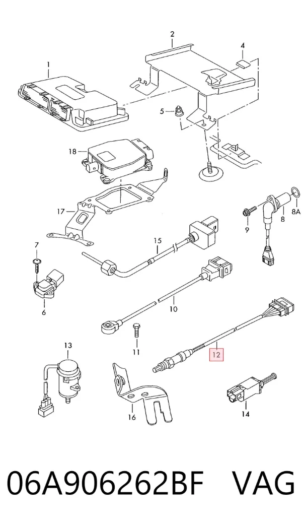 Sonda lambda, sensor de oxigênio até o catalisador 06A906262BF VAG