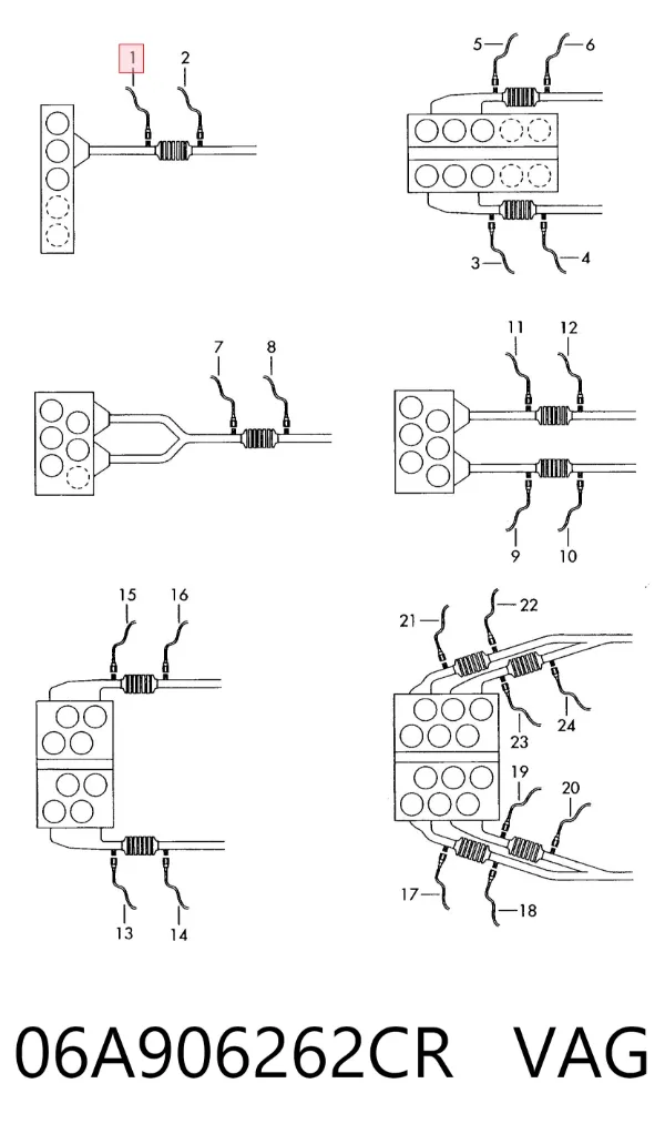 Sonda lambda, sensor de oxigênio até o catalisador 06A906262CR VAG