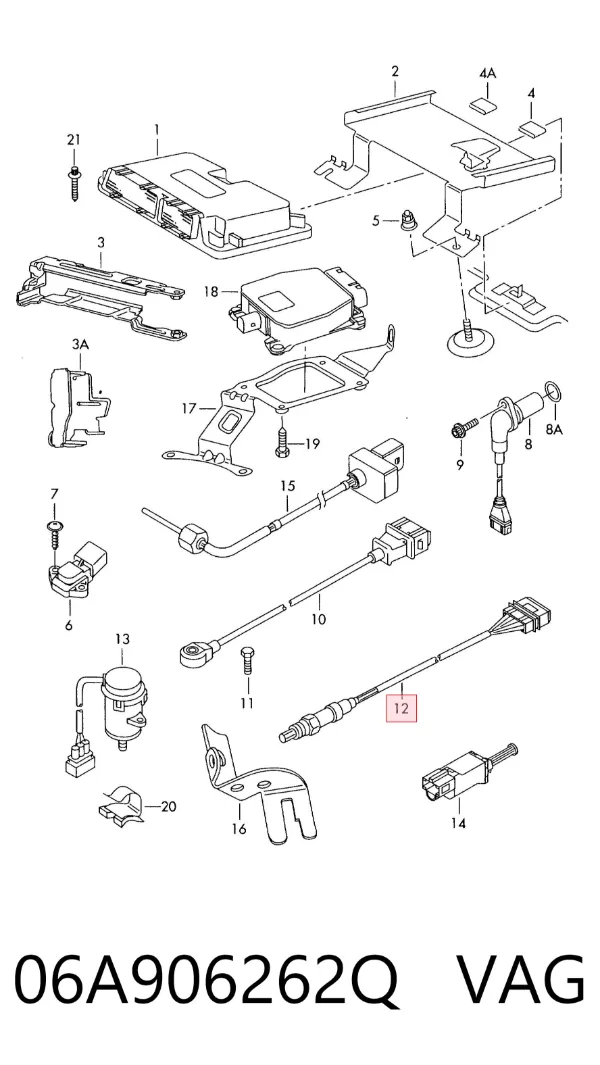 Sonda lambda, sensor de oxigênio até o catalisador 06A906262Q VAG