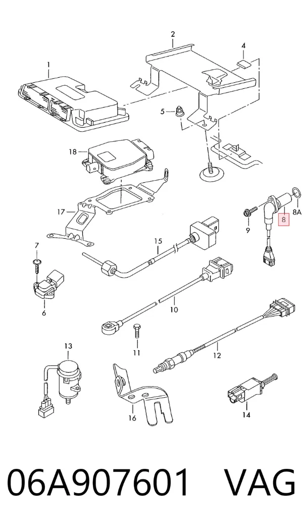 Sensor de posição da árvore distribuidora 06A907601 VAG