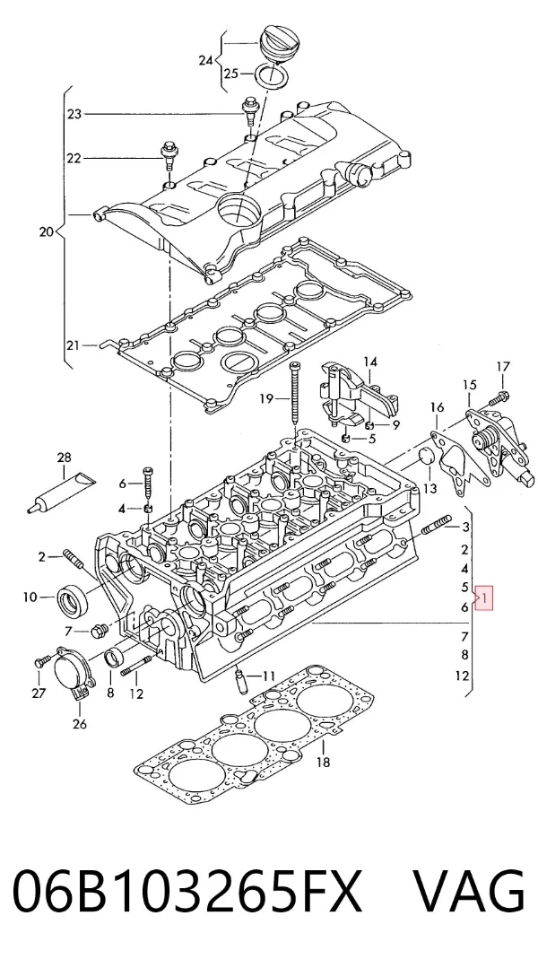 Cabeça de motor (CBC) 06B103265FX VAG