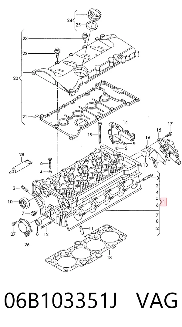 Cabeça de motor (CBC) 06B103351J VAG
