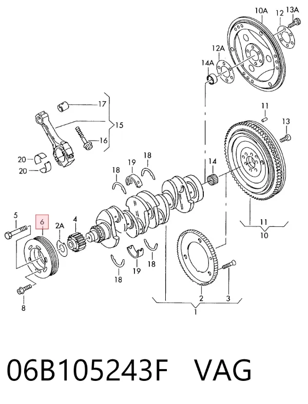 Polia de cambota 06B105243F VAG