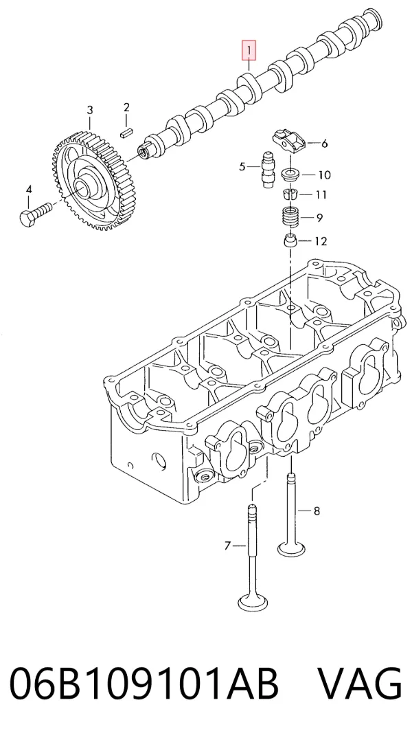 Árvore distribuidora de motor 06B109101AB VAG