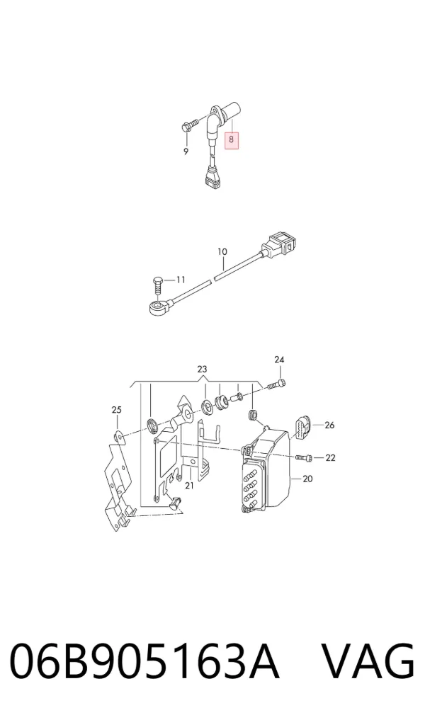Sensor de posição da árvore distribuidora 06B905163A VAG
