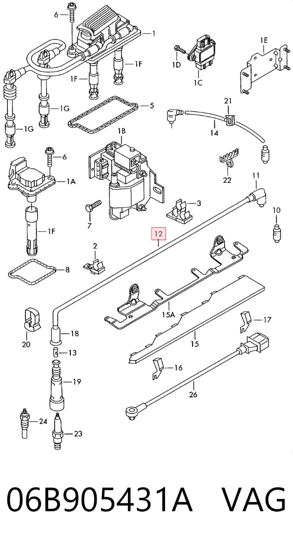 Fios de alta voltagem, kit 06B905431A VAG