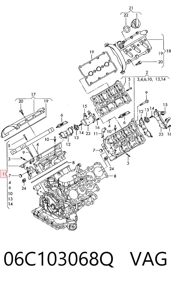 Cabeça de motor (CBC) 06C103068Q VAG