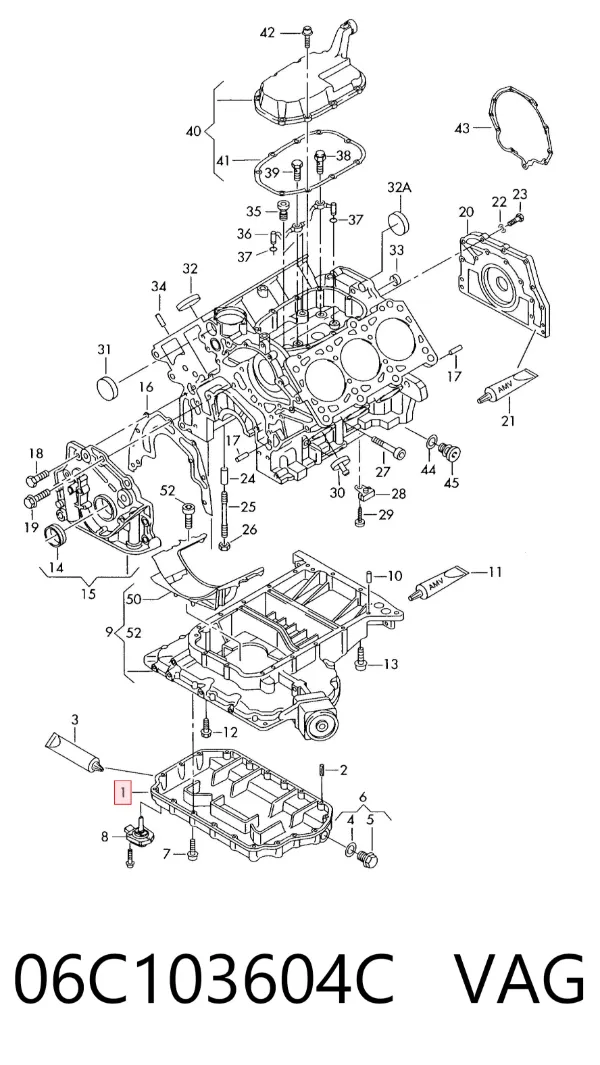 Panela de óleo de cárter do motor 06C103604C VAG